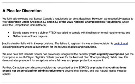 Eligibility of Hadi Mardikian – U17 Boys National Championship, Kamloops 2025