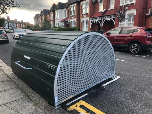 Install 2 cycle hangars on Lausanne Road