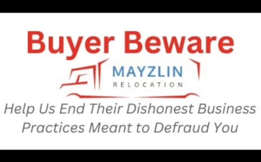 Investigate Mayzlin Relocation Bad business practice DOT/FMCSA , FTC, FBI,  ICE, IRS. 