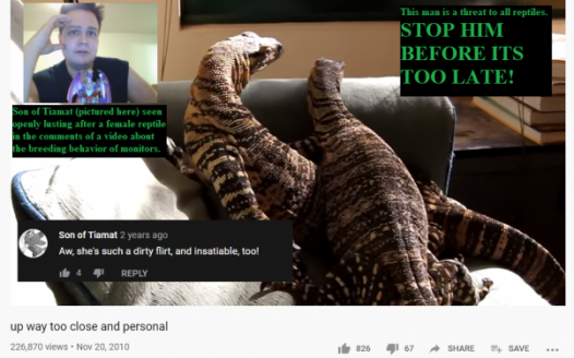 Stop Son of Tiamat from sexually abusing reptiles.