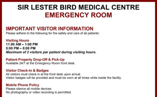 Support Families: Remove ER Visiting Hour Limits at Sir Lester Bird Medical Centre