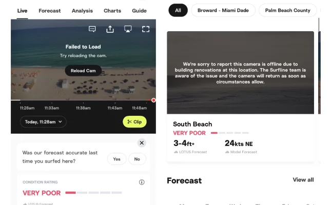 Hold Surfline Accountable for Continuous Cam Outages in Miami